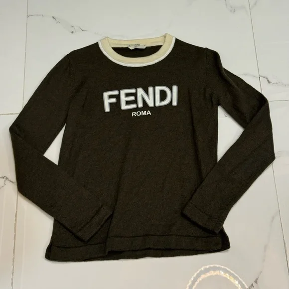 Fendi Brown and Cream Logo Sweater - Picture 1 of 4